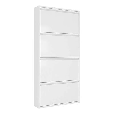 Household Furniture metal shoe storage cabinet White 4 Layers