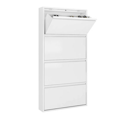 Household Furniture metal shoe storage cabinet White 4 Layers